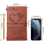 To My Mom Leather Journal Set with Pen ,Mother's Day Anniversary Birthday Thanksgiving Christmas Gifts from Daughter Son, Mom Notebook Refillable Travel Diary (7.9"x4.7")