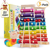 Xylophone for Kids Set Of Three Instrument Toys With Two Xylophone,One caterpillar toy-JiangChuan(2019 New Design),Best Birthday/Holiday Gift For Children's with Two Safe Mallets,Free Music socure