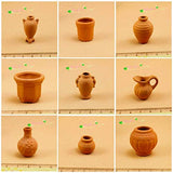 AA Dollhouse Miniatures 1/12 Scale Terra Cotta Vase Pot Vintage Jug Toys Pottery; Great Aquarium Decor; Lot 9 pots; High 0.6"-1.2"