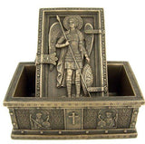 Archangel Saint St Michael Cold Cast Bronze Rosary Relic or Keepsake Case Framed Trinket Box