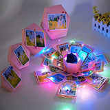Creative Explosion Box -Gift Box Scrapbook DIY Photo Album Box for Birthday Anniversary Valentine Day Wedding(Upgrade Version) Pink.
