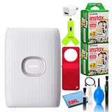 Fujifilm Instax Mini Link 2 Portable Smartphone Printer (Clay White) Creative Kit Film Bundle with (40) Instax Mini Films + Bluetooth Speaker + On-The-Go Kit + 6AVE Cleaning Kit + More