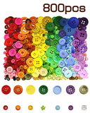 800 Pcs Assorted Sizes Resin Buttons ，Round Craft Buttons for Sewing DIY Crafts，Children's Manual