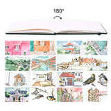 5"x 8" 220gsm Travel Handmade Cloth Cover Watercolor Paper 80 Pages (40sheet Frond and Back) Notebook Journal Painting Paper Perfect for Travel Green