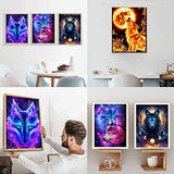 NEWSTARARTS Wolf Diamond Painting Kits for Adults and Kids, Wolf Diamond Art Kits DIY 5D Round Full Drill Gem Art Perfect for Relaxation and Home Wall Decor(4 Pack, 12 x 16 inch) DP202207WOLF