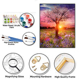 DIY Premium Acrylic Painting by Numbers Kit | Framed on Canvas Large 16"x20" | Ideal for Beginners, New and Advanced Painters | Mounting Hardware Included | Gift Idea | Sunset Woman Tree