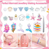 Qinzave 802Pcs Bracelet Making Kit for Girls Mermaid Beads for Jewelry Making Assorted Sizes 6mm 8mm Jewelry Making Kit with Mermaid Shell Pendants, Mermaid Beads for Bracelet Necklace DIY Craft