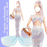 OUFOTAT Mermaid Barbi Doll Clothes and Accessories for 11.5 Inch Dolls - Mermaid Tails for Dolls - Including Shiny Mermaid Swimsuit Outfits, Necklace and Shoes Little Girls Toy Gift
