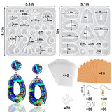 Juome Earrings Resin Molds Silicone, 54Pcs Earring Silicone Molds for Epoxy Resin with Hole, Resin Jewelry Molds for DIY Crafts Earrings Necklace Pendant Keychains Making