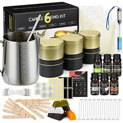 Magicfly Candle Making Starter Kit, Soy Wax DIY Candle Making Supplies for Adults and Beginners, Including Candle Make Pouring Pot, Colored Wicks, Dyes, Tins, and More