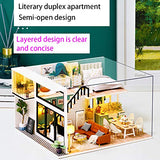 Dollhouse Miniature with Furniture,DIY 3D Wooden Doll House Kit Apartment Style Plus with Dust Cover and Music Movement,1:24 Scale Creative Room Idea Best Gift for Children Friend Lover L-031