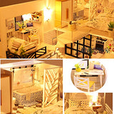 Spilay DIY Miniature Dollhouse Wooden Furniture Kit,Handmade Mini Modern Model Plus with Dust Cover & Music Box ,1:24 Scale Creative Doll House Toys for Children Girl Lover (Simple Time)