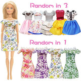 20 Pcs Doll Clothes and Accessories for Barbie Handmade 3 Sequins Dresses 4 Fashion Dresses 3 Tops and Pants Casual Outfits 10 Shoes for 11.5 inch Girl Dolls