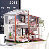 Big DIY Dollhouse Whole Kit Modern Villa 2 Floors Dollhouse DIY Miniature Dollhouse Kits for Adults with Dust Proof &Light Miniatures Collection DIY 3D Wooden Houses Gift for Him/Her Tiny House