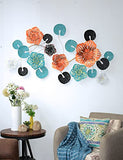 HONCOEN Metal Wall Sculpture Decor Painted Flower Wall Arts Dimensional Hanging Modern Home Office Living Room Gifts - 63"x 28"