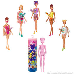 Barbie Color Reveal Doll with 7 Surprises: 4 Mystery Bags, Shoes, Towel & Accessory; Water Reveals Marble Pink Doll’s Beach Look & Color Change on Hair & Accessory; Sand & Sun Series