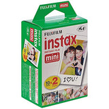 Fujifilm 16654762 Instax Mini 11 Instant Film Camera, Sky Blue Bundle with Fujifilm Instax Mini Series 108 Photo Wallet Album and Instax Mini Twin Pack Picture Format Instant Daylight Film 20 Shots