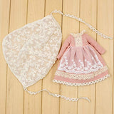 Original Doll Clohtes Outfit, Light Pink Dress + Lace Scarf, Doll Dress Up for 1/6 12inch Doll or ICY Doll- Fortune Days(YW-YF013)