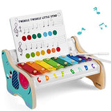 TOP BRIGHT Wooden Xylophone for Kids, Baby Musical Instrument Toy with 2 Xylophone Mallets and 3 Musical Cards, Holiday Birthday Gift for 1 2 Year Old Boys Girls Toddlers