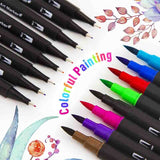 ipeTata Markers for kids ages 8-12 Pens Set, Markers for Adult Coloring book with Calligraphy Brush and Fine Tip Pens for School Art Drawing Pens