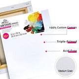 PHOENIX Pre Stretched Canvas for Painting - 8x10 Inch / 10 Pack - 5/8 Inch Profile of Super Value Pack for Oil & Acrylic Paint
