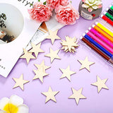 500 Pieces Star Shape Unfinished Wood Pieces, Blank Wood Pieces Wooden Cutouts Ornaments for Craft Project and Decoration (2 Inch)