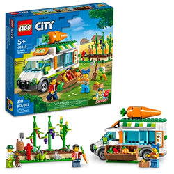 LEGO City Farmers Market Van 60345 Building Toy Set for Kids, Boys, and Girls Ages 5+ Mobile Farm Shop Playset with 3 Minifigures (310 Pieces)