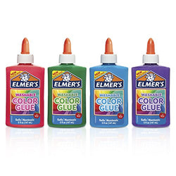 Elmer's Washable Color Glue, Great For Making Slime, Assorted Colors, 5 Ounces Each, 4 Count