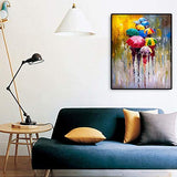 Canessioa People in Rain Abstract Canvas Art 8x10 inch Colorful Oil Painting Umbrellas Romance Rain Modern Abstract City Canvas Wall Art for Bedroom Bathroom Office Wall Decor