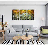 Desihum-3 Piece Textured Canvas Wall Art Yellow Forest Artwork 3D Hand-Painted Modern Oil Paintings for Living Room(30"x60")
