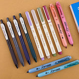 Writech Journaling Pens Set, Includes 4 Retractable Highlighters, 4 Retractable Gel Ink Pens, and 4 Brush Pens, No Bleed Assorted Colors, 12-Count (Vintage Set)