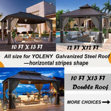 YOLENY 12' X 16‘ Hardtop Gazebo Galvanized Steel Outdoor Gazebo Aluminum Frame with Netting and CurtainsCanopy Double Roof Pergolas for Garden,Patio,Lawns,Parties