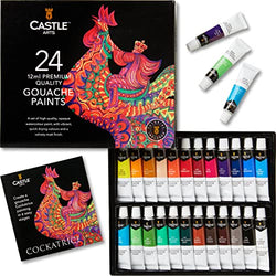 Castle Art Supplies 24 Piece Gouache Tube Set | 24 x 12ml Brilliant, Opaque, Water-Based Colors | Versatile, Easy to Use for Adult Artists, Beginners, Professionals | In Strong, Neat Presentation Box