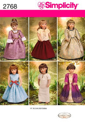 Simplicity Sewing Pattern 2768 Doll Clothes, One Size