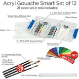 Turner Acryl Gouache Acrylics Set of 12 Smart Set w/ free Color Mixing Cards 11 ml Tubes - 2