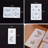 3 Pcs Star Moon/Cat Footprint/Love Heart Jewelry Silicone Mold with Hole for Polymer Clay, Crafting, Resin Epoxy, Pendant Earrings Making, DIY Mobile Phone Decoration Tools 010168/010169/010170