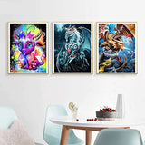 NEWSTARARTS Dragon Diamond Painting Kits for Adults and Kids, Dinosaur DIY 5D Round Full Drill with Enough Tools Perfect for Relaxation and Home Wall Decor(4 Pack, 12 x 16 inch)… (DP202207DRAGON)