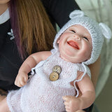 Anano Smiling Reborn Doll 19 Inch Sweet Girl Newborn Reborn Baby Dolls Silicone Full Body Washable Realistic Baby Toy Open Mouth Birthday for Kids