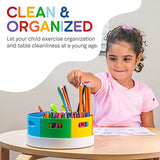 PUZZLE EZ Crayon Organizer and Storage Lazy Susan School Art Supplies Caddy | Rotating Kids Desk Organizer Rainbow Color Bins | Pencil Marker Storage, Stationary Caddy for School & Office