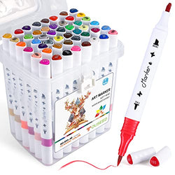 48 Colors Art Markers Set, TOUSEEDA Dual Tip Brush Artist Markers, Sketch Markers Set for Kids Adults, Water-Based Brush Markers for Coloring Book Calligraphy Drawing Sketching Bullet Journa