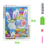 5D Diamond Painting Kits for Adults,Easter Eggs Gnome Rabbits Diamond Art with Full Tools Accessories,Diamond Painting by Number for Home Wall Decor(12x16inch)