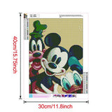5D Diamond Painting Full Drill, 16"X12" Mickey Donald Goofy DIY Diamond Painting by Number Kits, Rhinestone Crystal Drawing Gift for Adults Kids, 40x30cm Mosaic Making Art Painting for Wall Decor