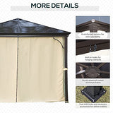 Outsunny 10' x 10' Aluminum Frame Patio Gazebo Canopy with Polycarbonate Hardtop Roof, Mesh Net Curtains, & Durability
