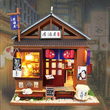 Spilay DIY Dollhouse Miniature with Wooden Furniture,Handmade Japanese Style Home Craft Model Mini Kit with Dust Cover&LED,1:24 3D Creative Doll House Toy for Adult Teenager Gift (One of The Izakaya)