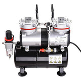 AW Pro 1/3 HP Twin-Cylinder Airbrush Compressor 3-7 Bar 3.5L Air Tank for Decorating Body Art