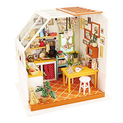 Rolife DIY Dollhouse Miniature Kit,House Kit with Dollhouse Furniture,Wooden Dollhouse Miniature Kits,Birthday/Christmas for Handicraft Lovers,Women and Girls(Jason's Kitchen)