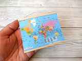 Miniature World Map, Colorful Dollhouse Wall Hanging School Accessories Printed