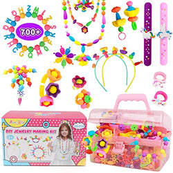Pop Beads - 700+Pcs DIY Jewelry Making Kit for Toddlers Girls 3, 4, 5, 6, 7 ,8 Year Old, Kids Pop Snap Beads Set Art & Crafts Creativity Toys for Girls (X-Large)