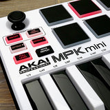 Akai Professional MPK Mini MKII LE White | White, Limited Edition 25 Key Portable USB MIDI Keyboard With 8 Backlit Performance Ready Pads, 8 Assignable Q Link Knobs & A 4 Way Thumbstick