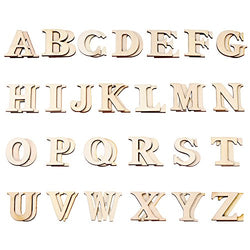 Hicarer 52 Pieces Wood Letters Wooden Alphabets Letter Craft Pieces for DIY Wedding Display Decor